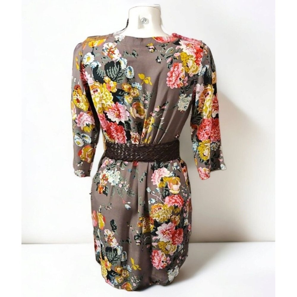 BNWOT Joules Size 10-12 Tunic Dress Top Floral ButtonUp 3/4 Sleeves Ruffle Waist - Picture 2 of 14
